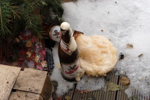 Supercooled bottles of beer after a catastrophic container failure.